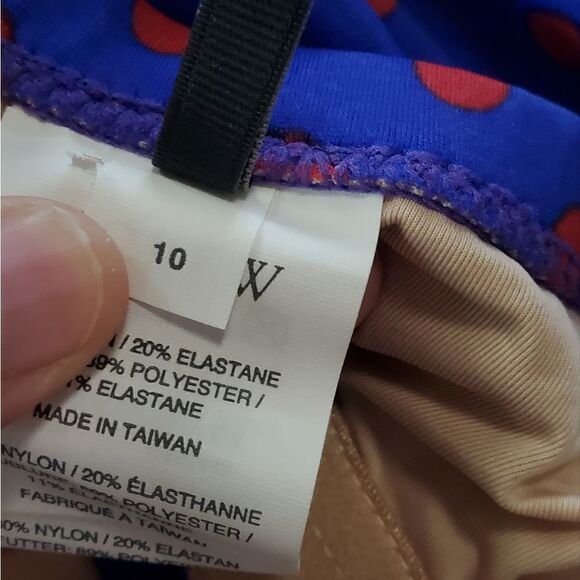 J. Crew Blue & Red Polka Dotted One Piece Swimsuit, - Picture 4 of 6